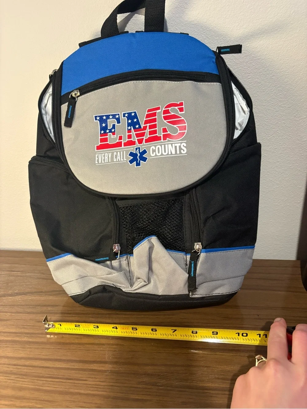 EMS Black Every Call Counts Backpack - Medium Sized, American Red White Blue